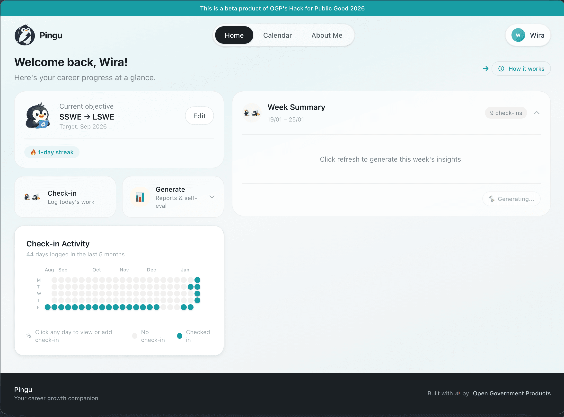 Dashboard with generated reports