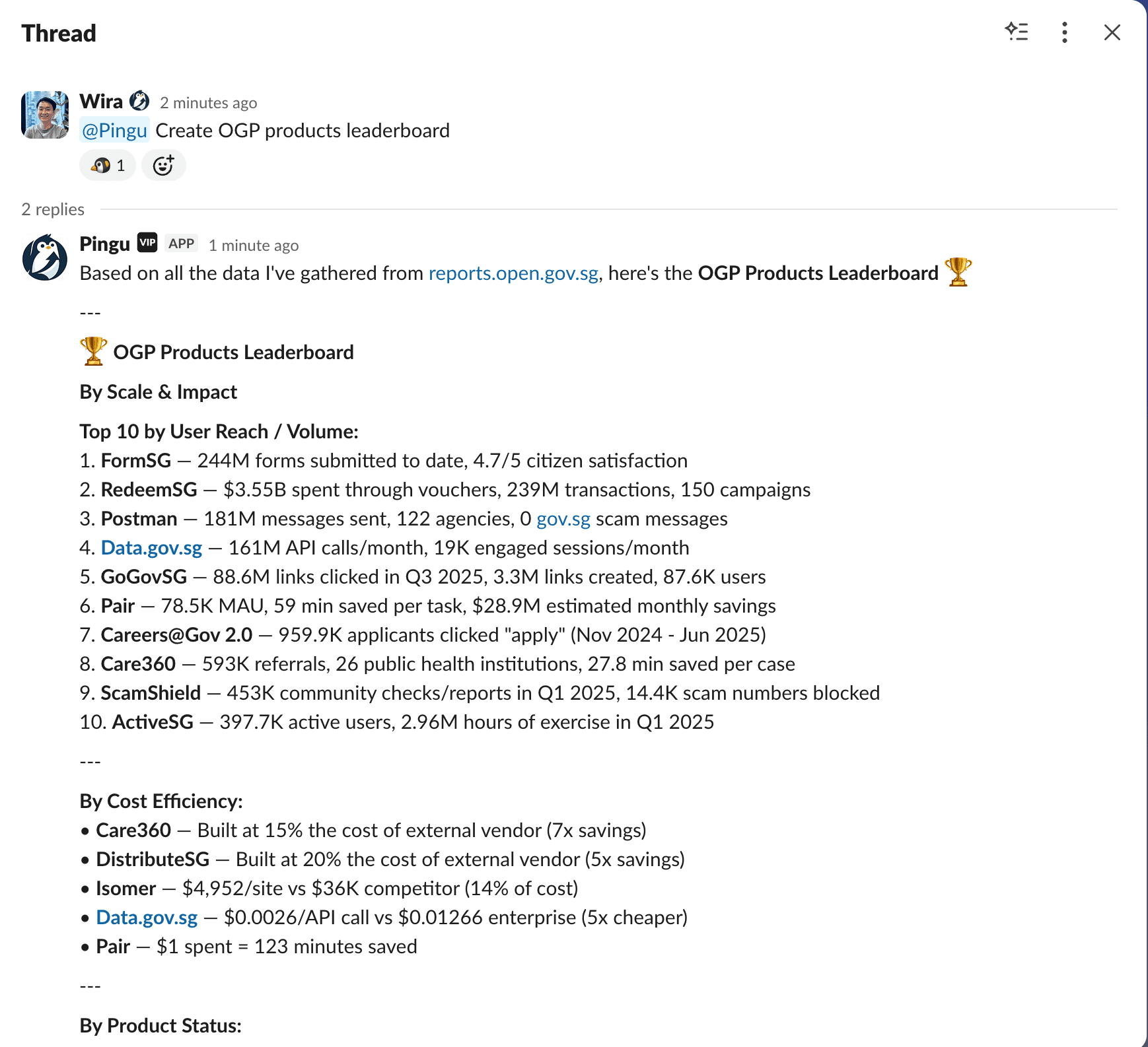 Pingu answering OGP policy question